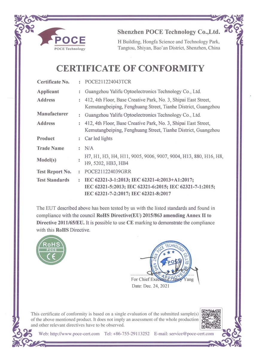 RoHS certificate